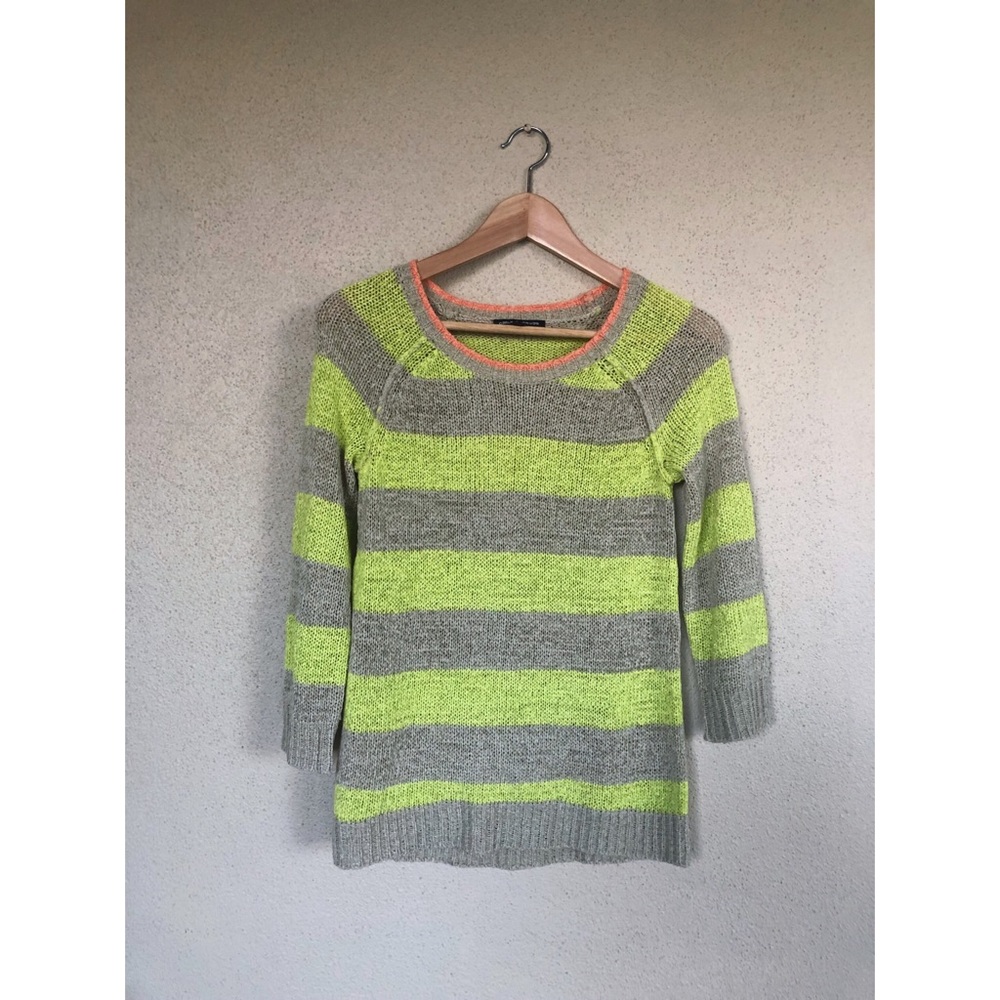 CABLE & GAUGE : green striped pullover sweater